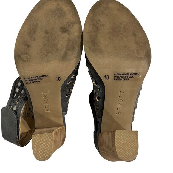 Report Rumi Womens Laser Cut Peep Toe Gray‎ Sandal Pump Size 10 - Picture 4 of 9
